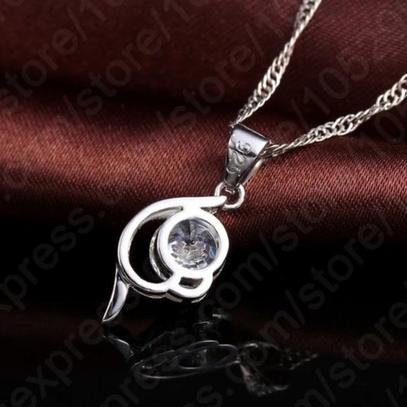 Stud 925 Sterling Silver Necklace With Earrings Set Spiral Luxury Gift - Picture 5 of 8